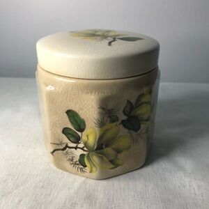 Elegant Ceramic Jam Jar with Yellow and Green Floral Design